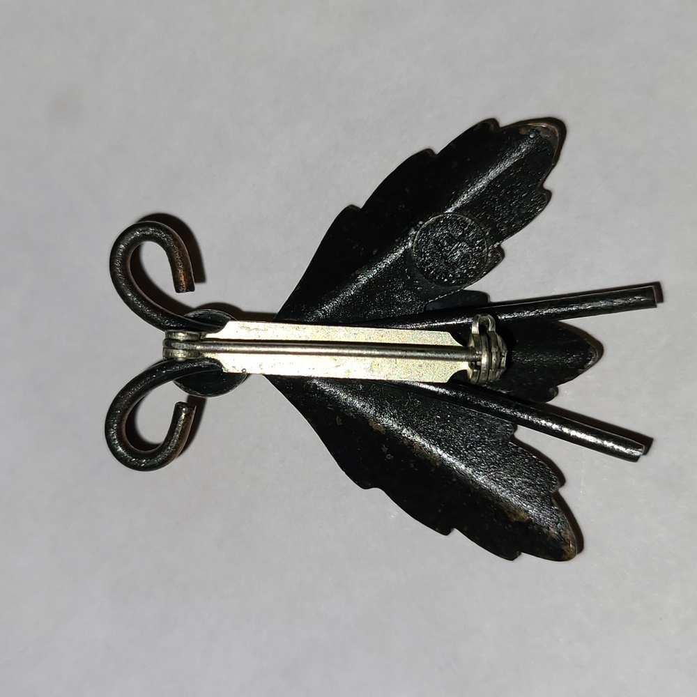 VTG Bell Trading Co Copper Art Deco Insect Brooch Bug Moth Fly Leaf Winged Pin - Picture 2 of 7